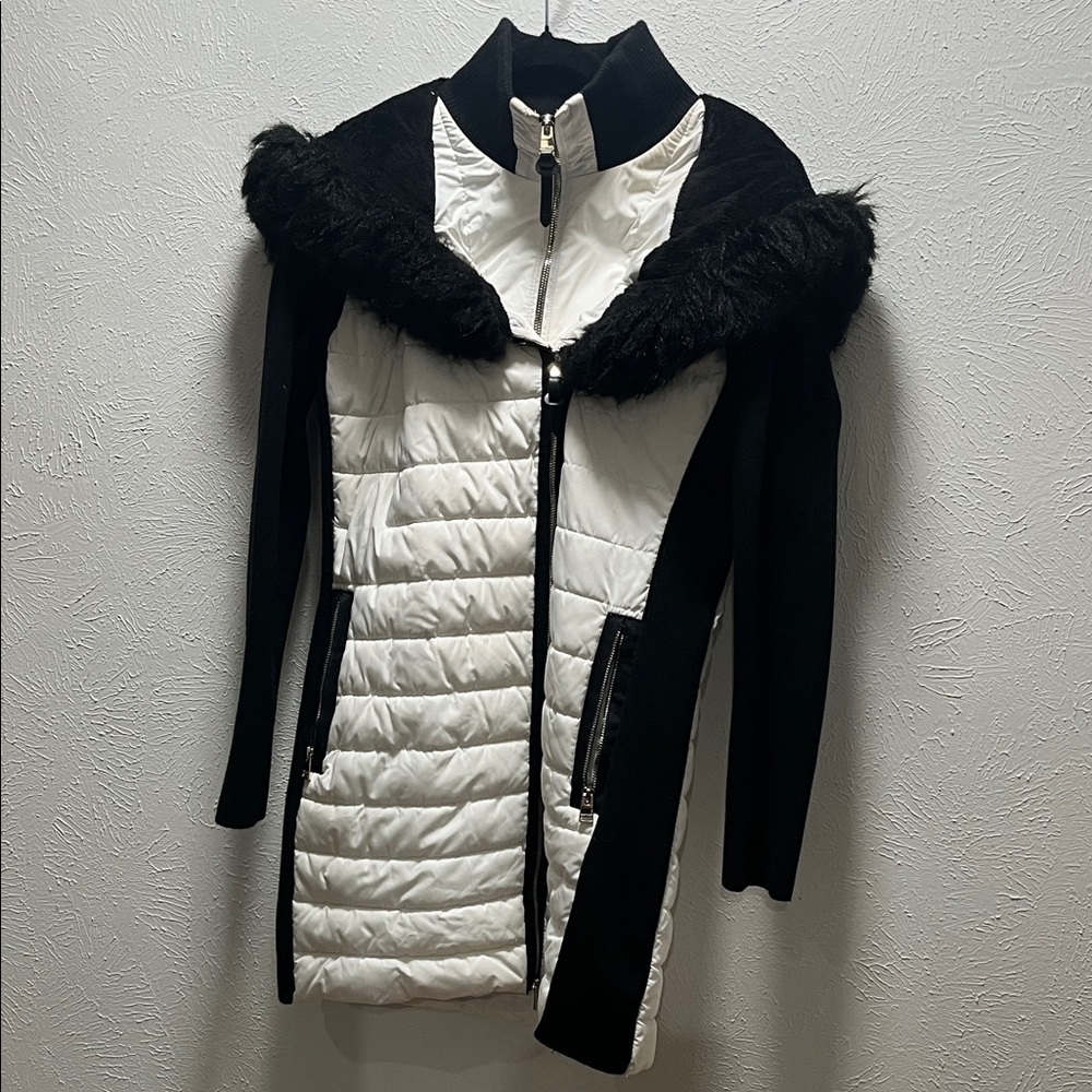 Calvin Klein Women's Black and White Sport Puffer Coat